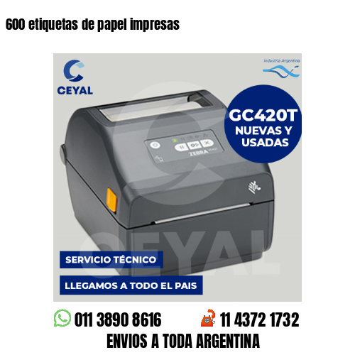600 etiquetas de papel impresas