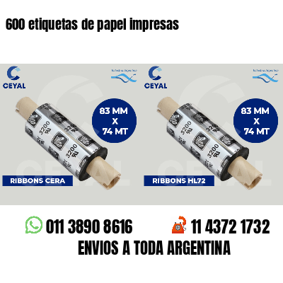 600 etiquetas de papel impresas
