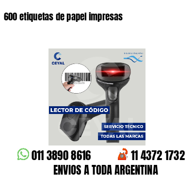 600 etiquetas de papel impresas