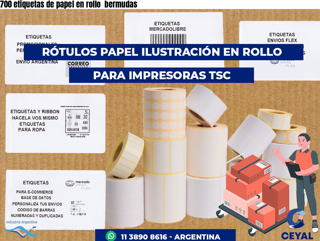 700 etiquetas de papel en rollo  bermudas