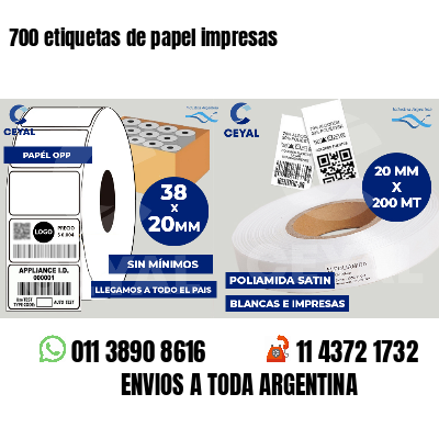 700 etiquetas de papel impresas