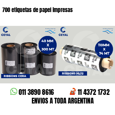700 etiquetas de papel impresas