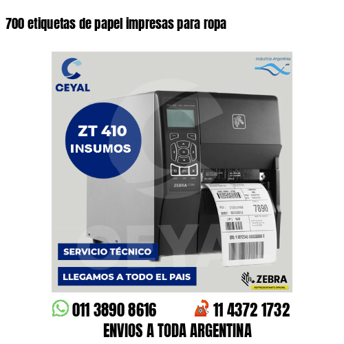 700 etiquetas de papel impresas para ropa