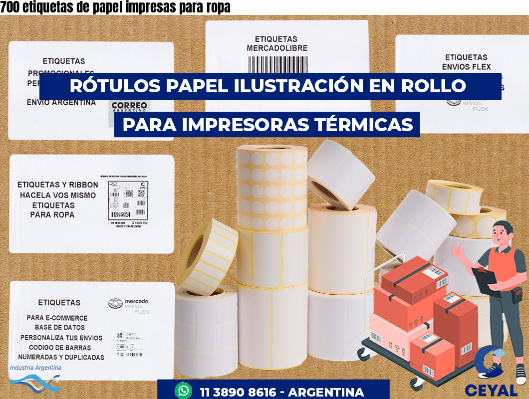 700 etiquetas de papel impresas para ropa