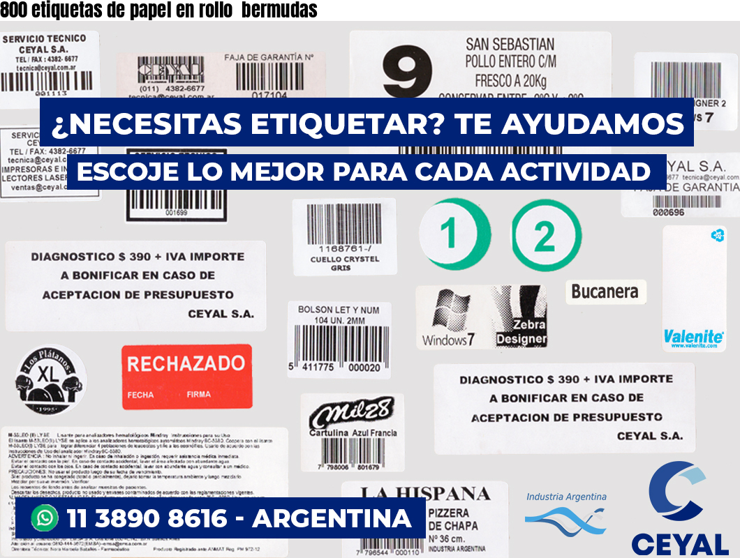800 etiquetas de papel en rollo  bermudas
