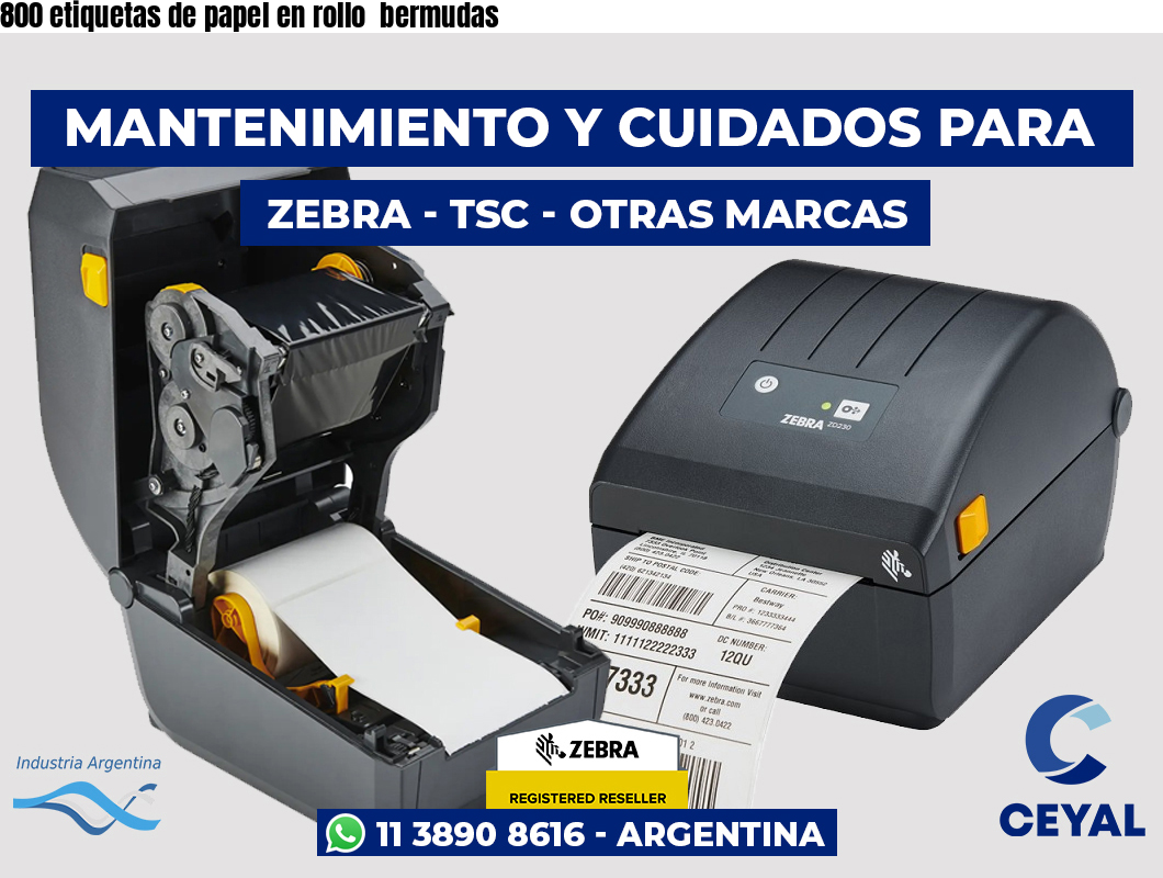 800 etiquetas de papel en rollo  bermudas