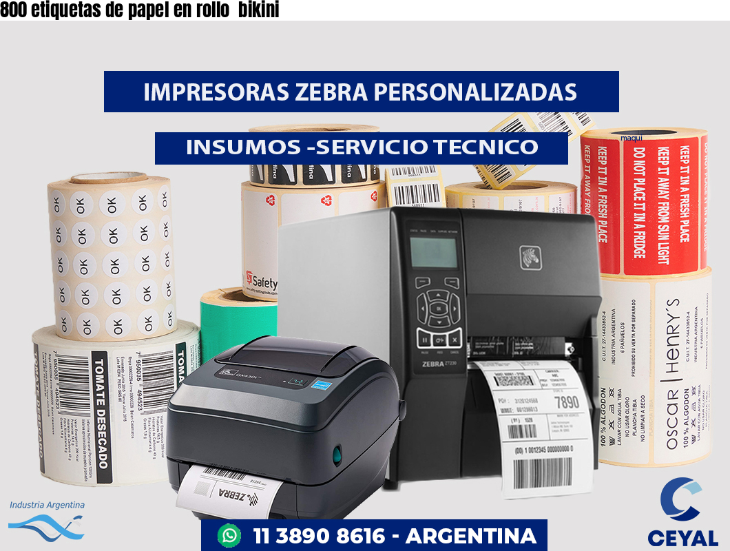 800 etiquetas de papel en rollo  bikini