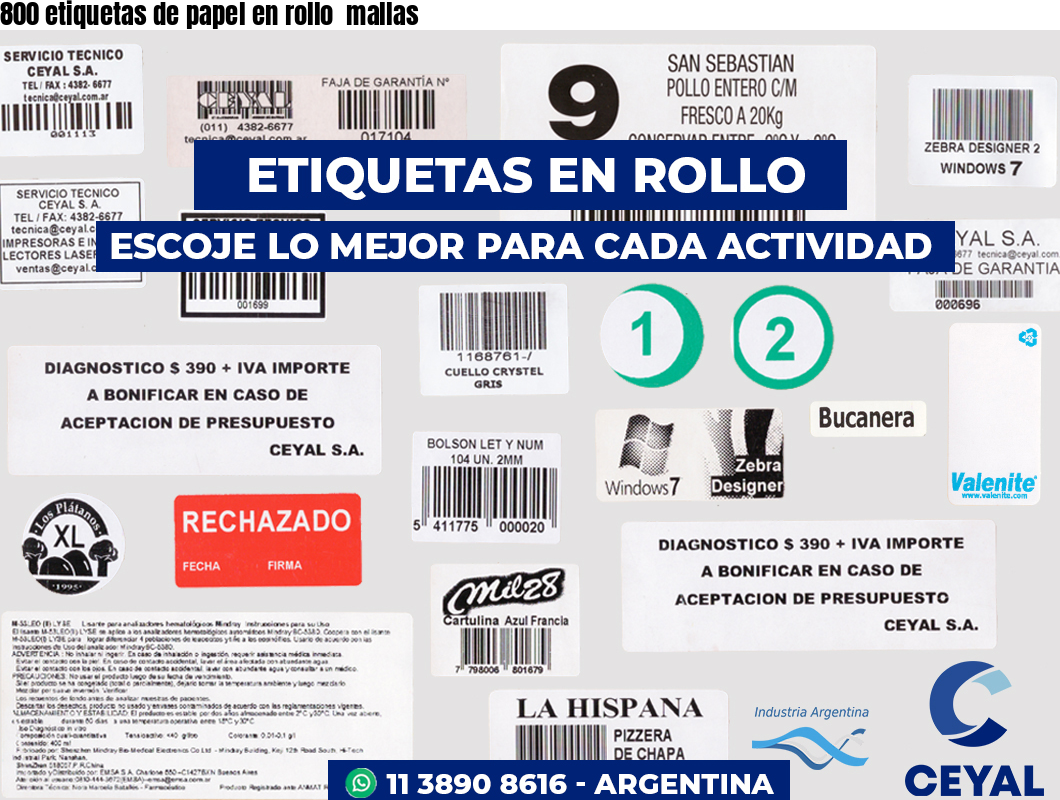 800 etiquetas de papel en rollo  mallas