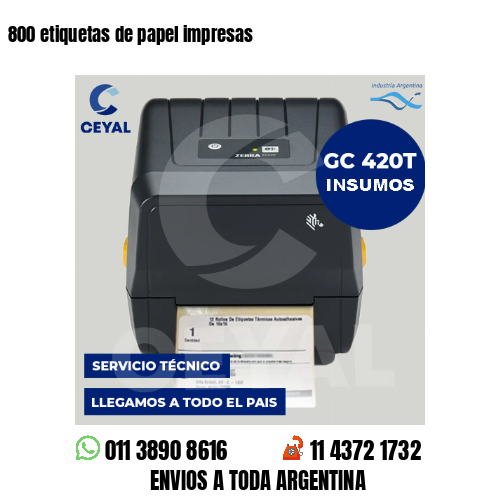 800 etiquetas de papel impresas