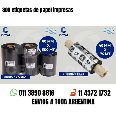 800 etiquetas de papel impresas