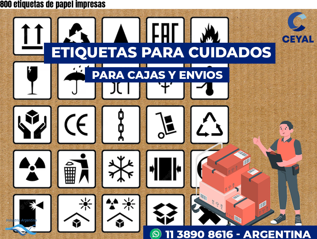 800 etiquetas de papel impresas