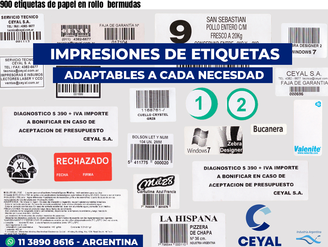 900 etiquetas de papel en rollo  bermudas