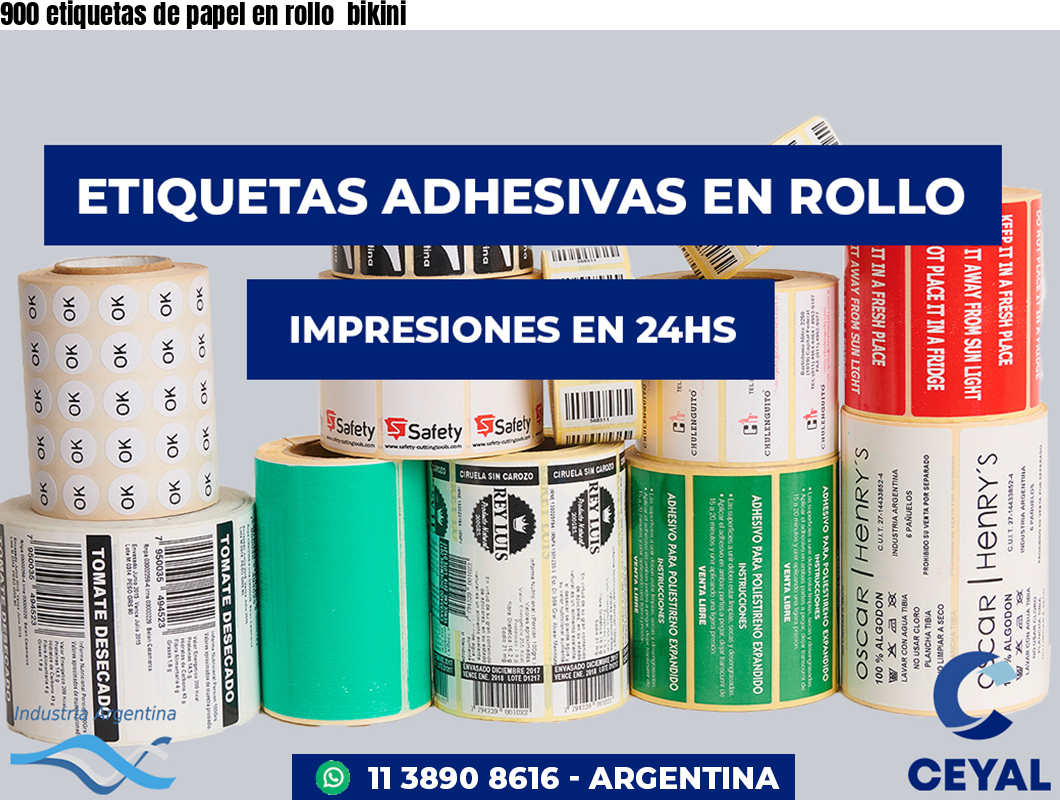 900 etiquetas de papel en rollo  bikini