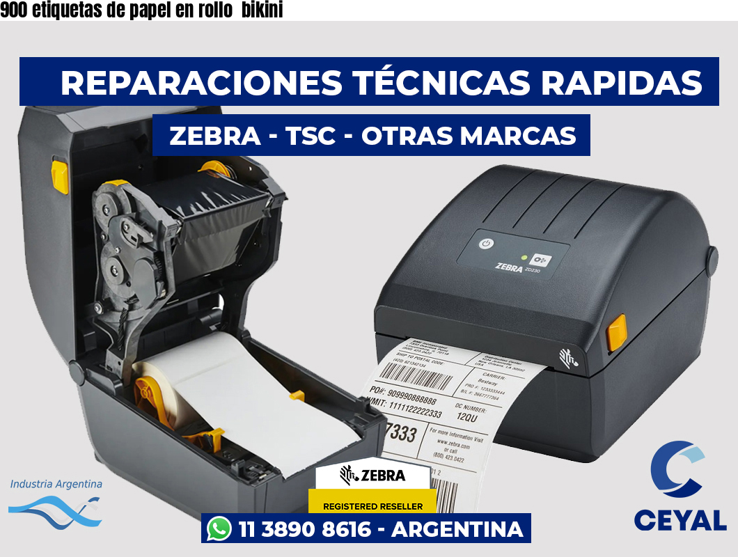900 etiquetas de papel en rollo  bikini