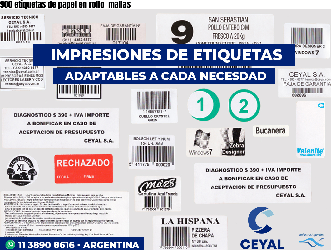 900 etiquetas de papel en rollo  mallas