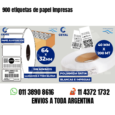 900 etiquetas de papel impresas