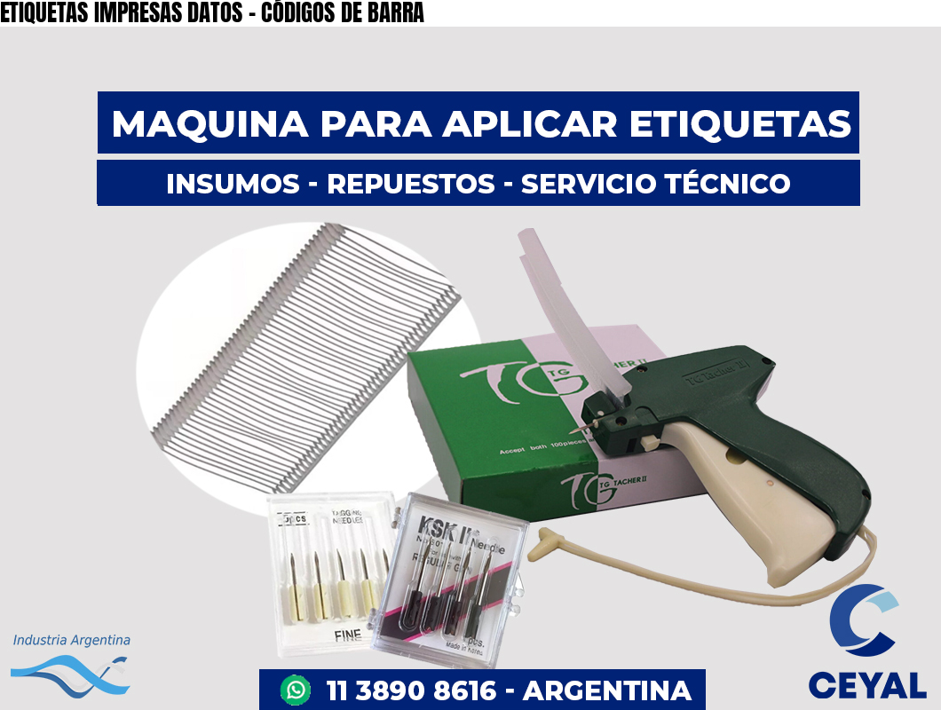 ETIQUETAS IMPRESAS DATOS - CÓDIGOS DE BARRA