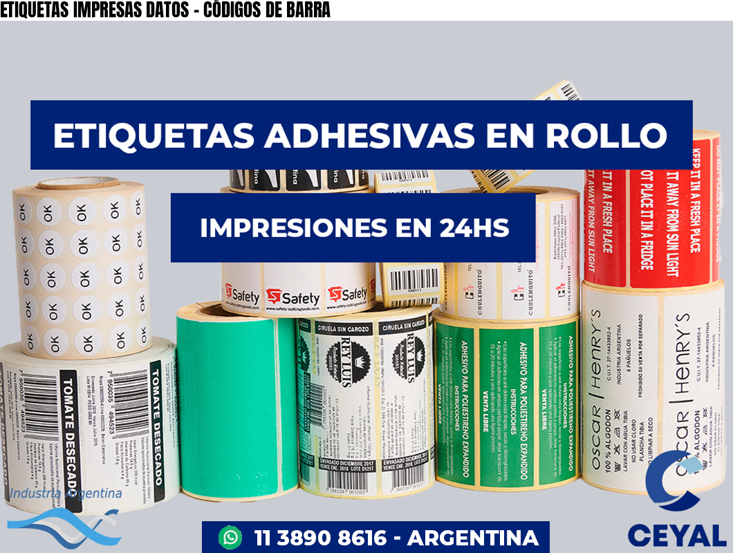 ETIQUETAS IMPRESAS DATOS – CÓDIGOS DE BARRA