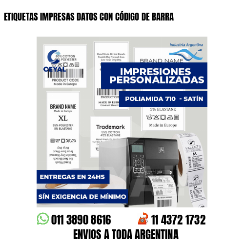 ETIQUETAS IMPRESAS DATOS CON CÓDIGO DE BARRA