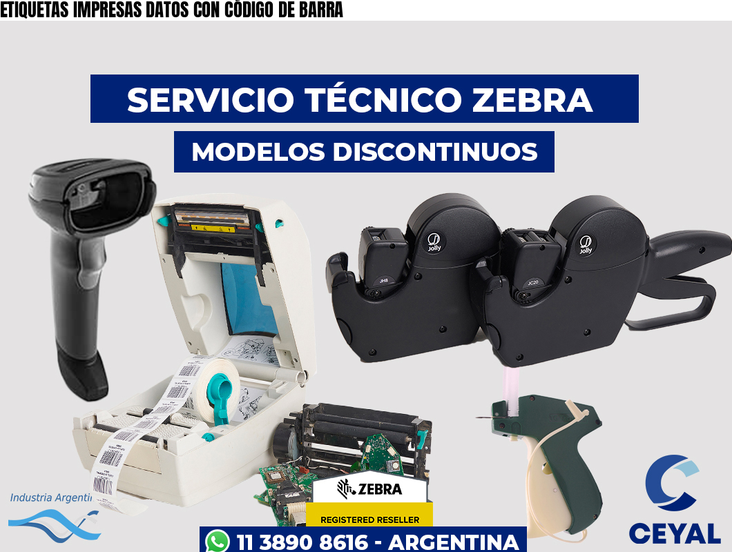 ETIQUETAS IMPRESAS DATOS CON CÓDIGO DE BARRA