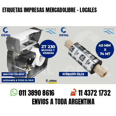 ETIQUETAS IMPRESAS MERCADOLIBRE - LOCALES