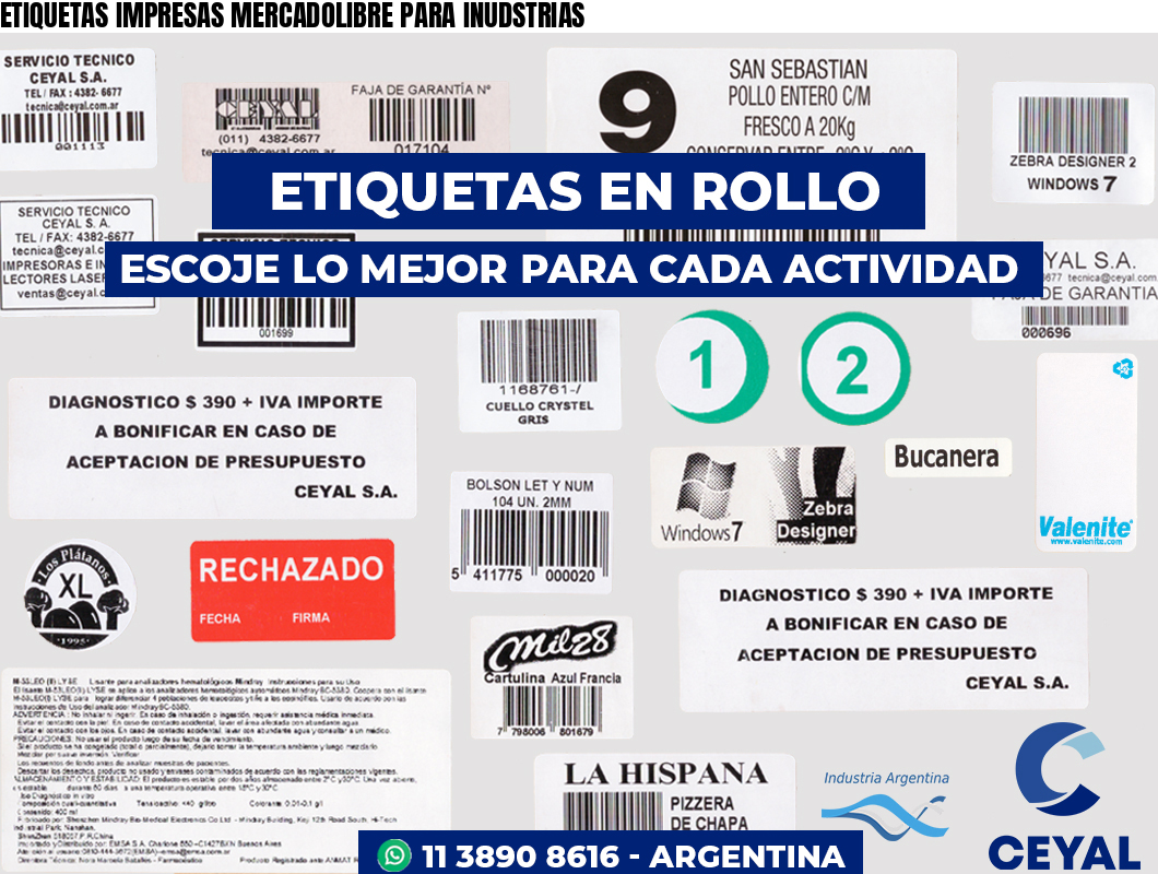 ETIQUETAS IMPRESAS MERCADOLIBRE PARA INUDSTRIAS