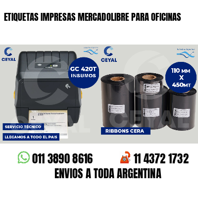 ETIQUETAS IMPRESAS MERCADOLIBRE PARA OFICINAS