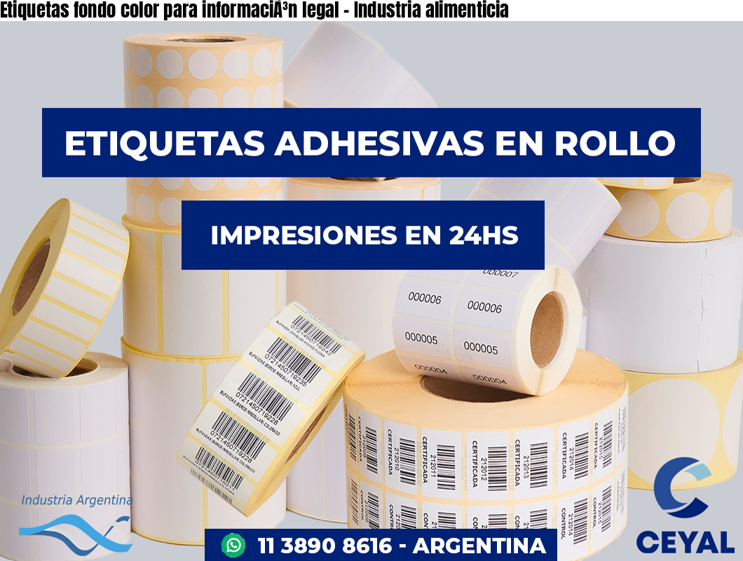 Etiquetas fondo color para informaciÃ³n legal – Industria alimenticia
