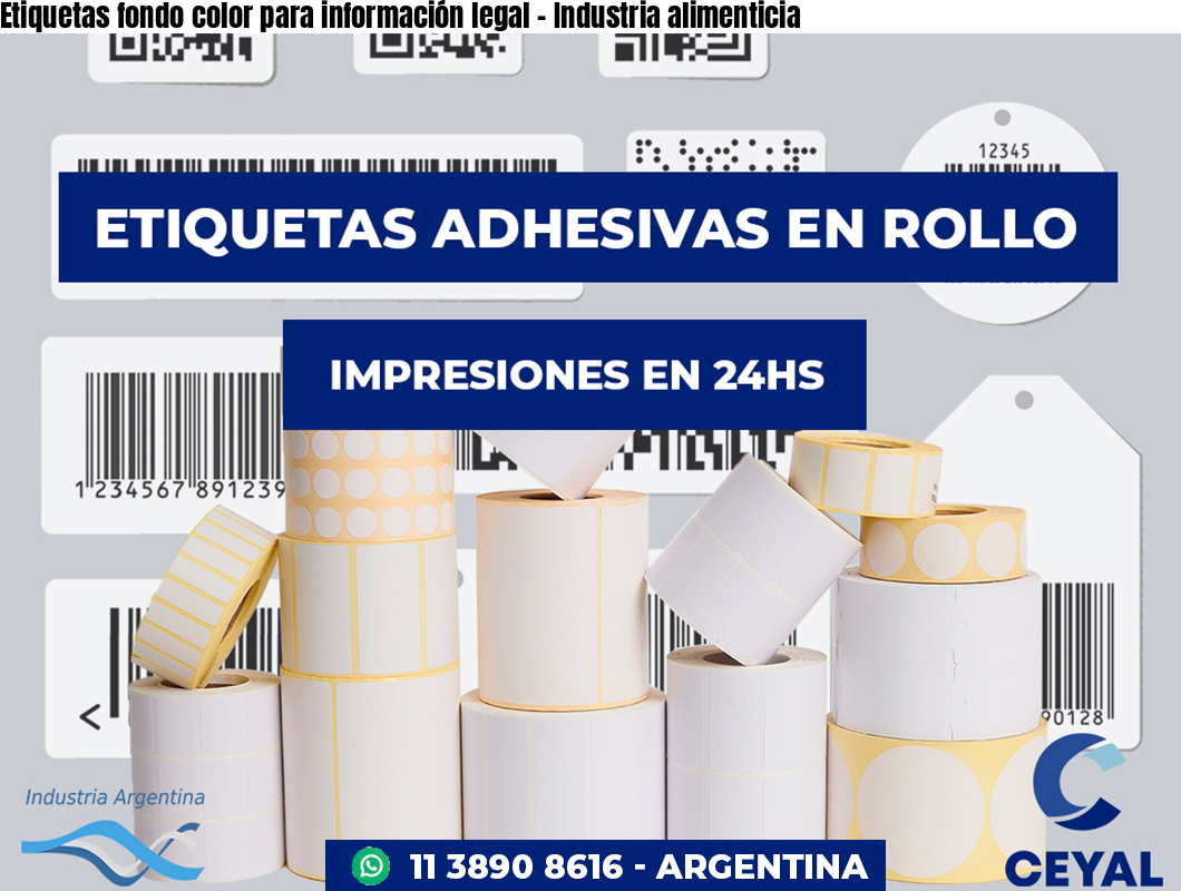 Etiquetas fondo color para información legal – Industria alimenticia