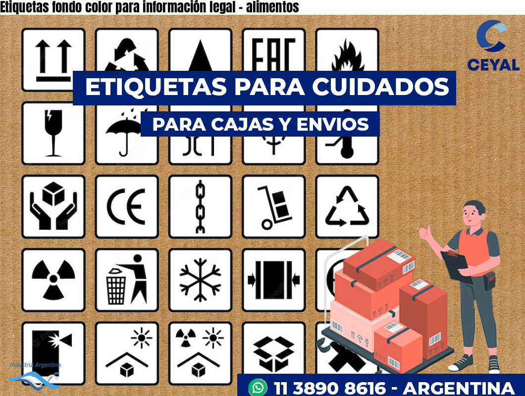 Etiquetas fondo color para información legal – alimentos