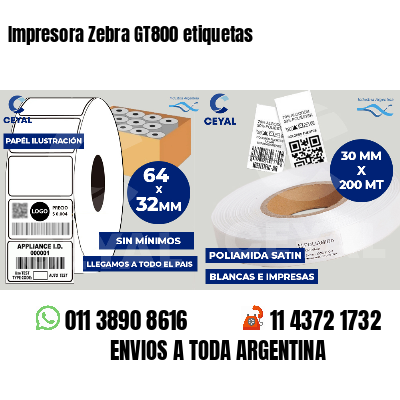 Impresora Zebra GT800 etiquetas