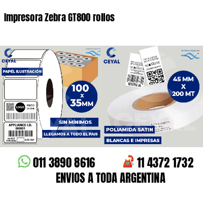 Impresora Zebra GT800 rollos