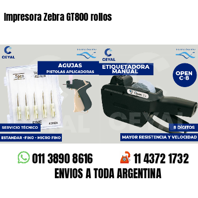 Impresora Zebra GT800 rollos