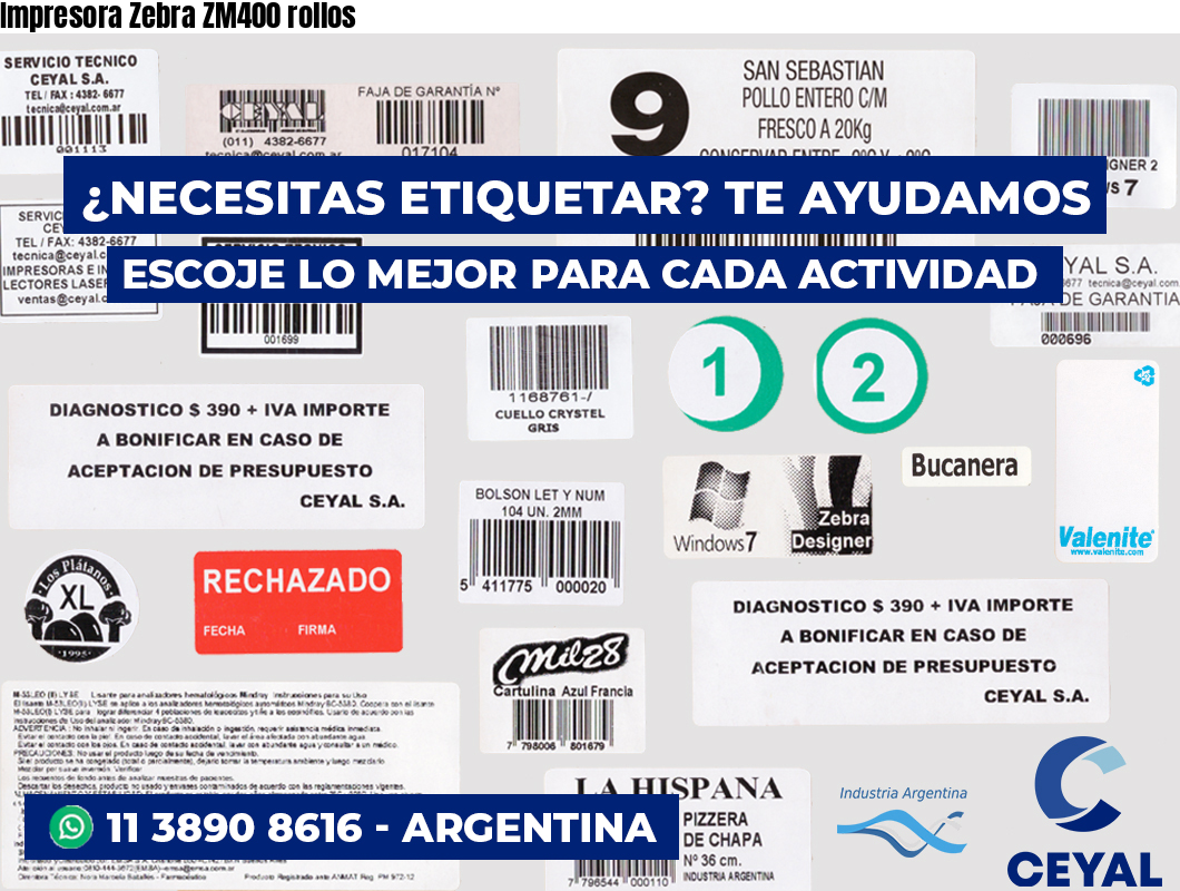 Impresora Zebra ZM400 rollos