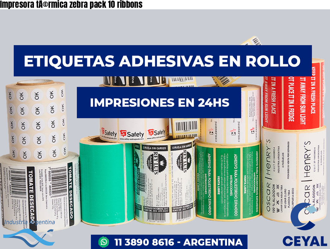 Impresora térmica zebra pack 10 ribbons