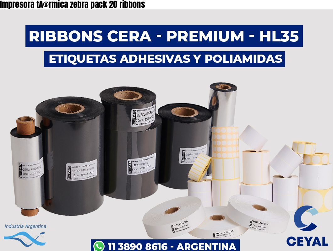 Impresora tÃ©rmica zebra pack 20 ribbons