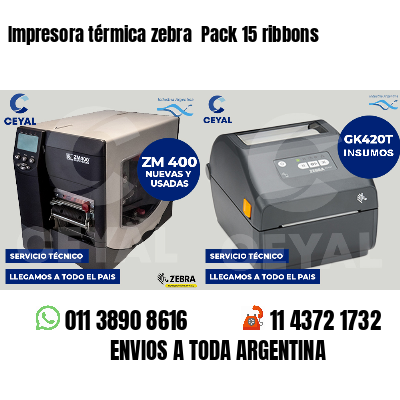 Impresora térmica zebra  Pack 15 ribbons