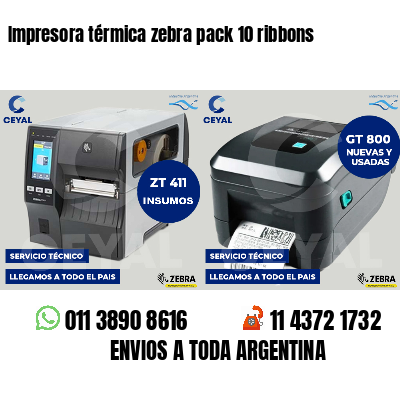 Impresora térmica zebra pack 10 ribbons