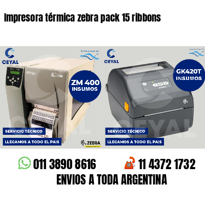 Impresora térmica zebra pack 15 ribbons