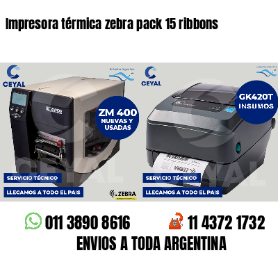 Impresora térmica zebra pack 15 ribbons