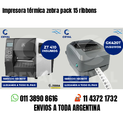 Impresora térmica zebra pack 15 ribbons