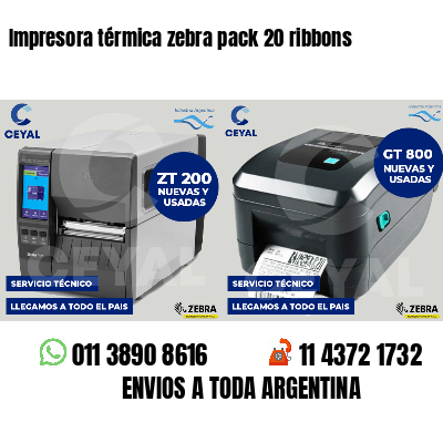 Impresora térmica zebra pack 20 ribbons