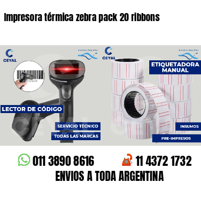 Impresora térmica zebra pack 20 ribbons