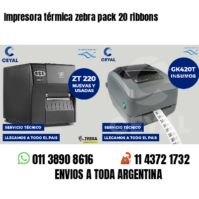 Impresora térmica zebra pack 20 ribbons