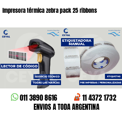 Impresora térmica zebra pack 25 ribbons
