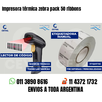 Impresora térmica zebra pack 50 ribbons