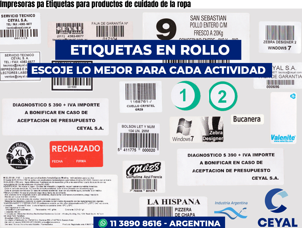 Impresoras pa Etiquetas para productos de cuidado de la ropa