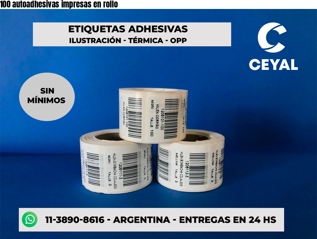 100 autoadhesivas impresas en rollo
