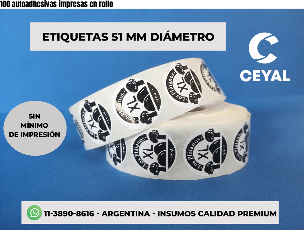 100 autoadhesivas impresas en rollo
