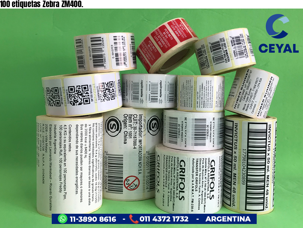 100 etiquetas Zebra ZM400.